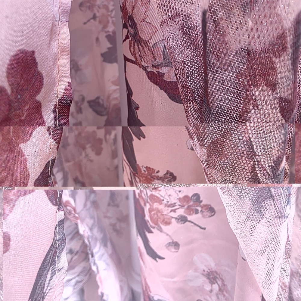 NEW City Vibe Maxi Dress 11 Pink Floral Halter Plunge Neck Glitter Sparkle Tulle - Picture 9 of 11